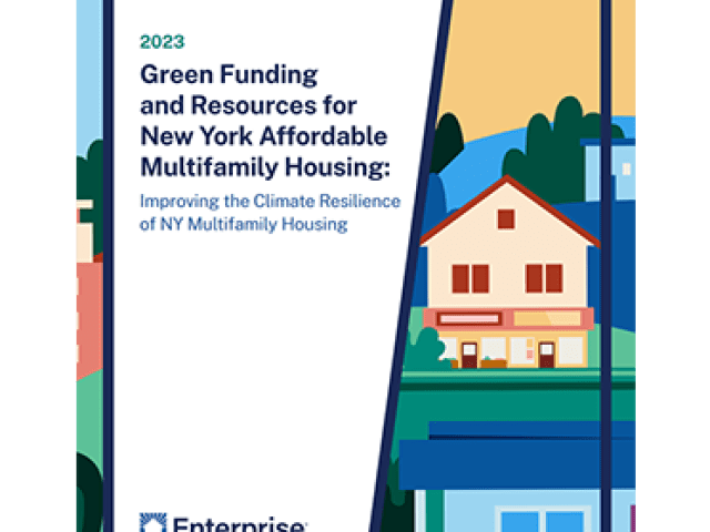 2023 Green Funding and Resources for New York Affordable Multifamily Housing cover with illustration of homes