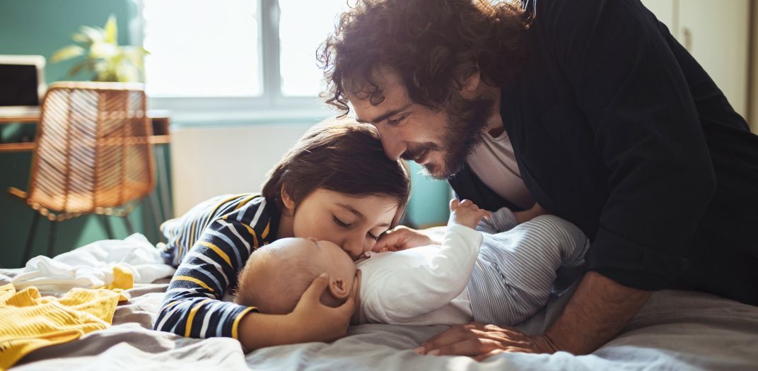 A father with his children.