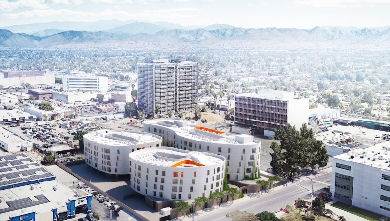 Rendering of buildings in downtown Los Angeles