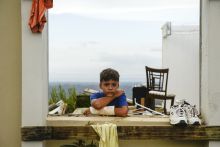 Jake Rios Torres, 9, after Hurricane Maria destroyed his home