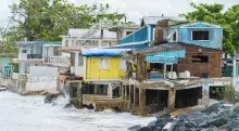 Shorefront homes damaged in a storm