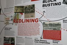Poster with Redlining, photos, and arrows that lead to other images and text