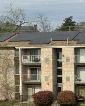 Randle Hill Apartments with solar panels installed on the rooftops 