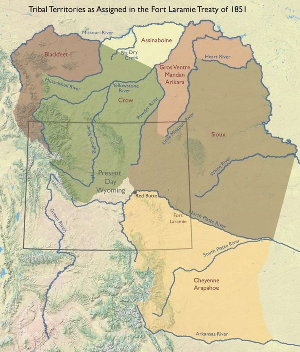 Tribal Territories as Assigned in Fort Laramie of 1851 map