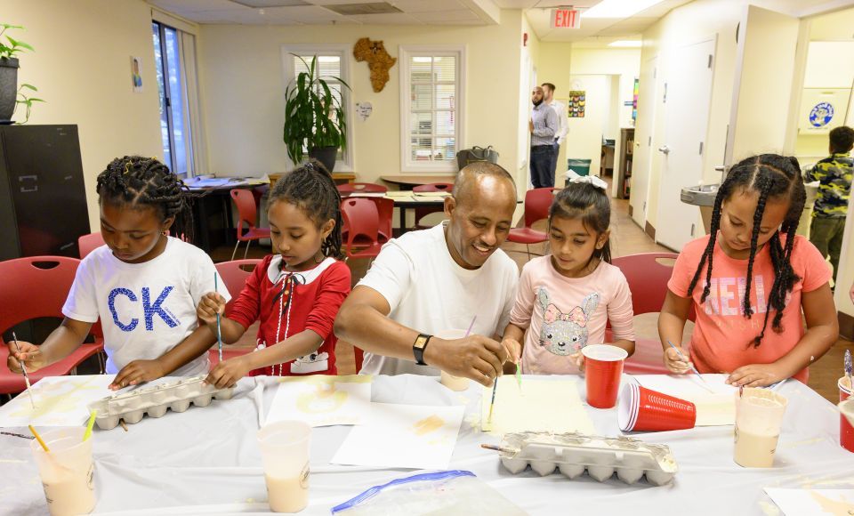 Kids make art at an afterschool program at Park Montgomery Apartments in Maryland