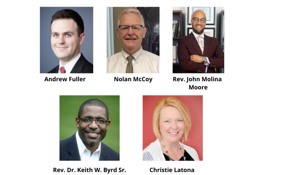 Panel 2 Speakers Andrew Fuller, Nolan McCoy, Rev. John Molina Moore, Rev. Dr. Keith W. Byrd, Sr., and Christie Latona