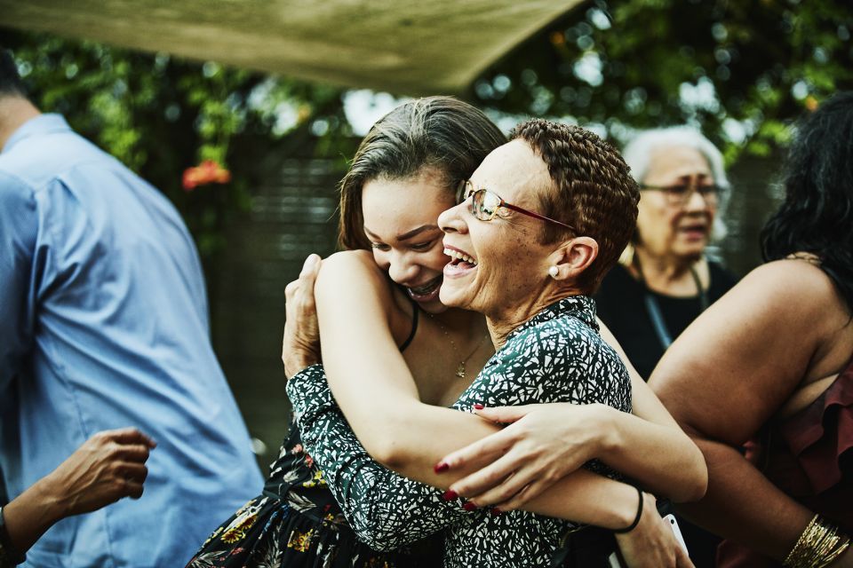 Two women hugging