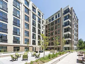 Buildings at Lake Anne House with an outdoor patio