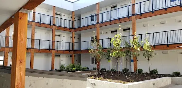 Exterior of apartment building