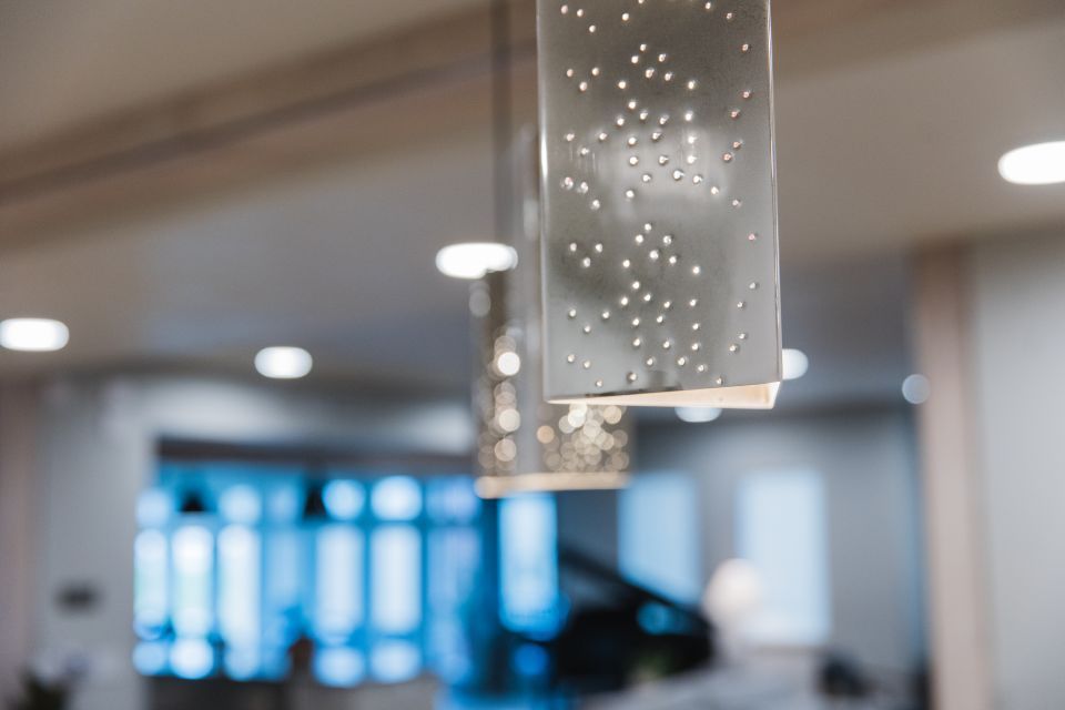 Closeup of overhead lighting in a room