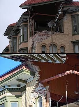 Two pictures of unreinforced masonry buildings