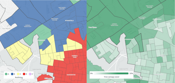 Heat risk map of west Philadelphia