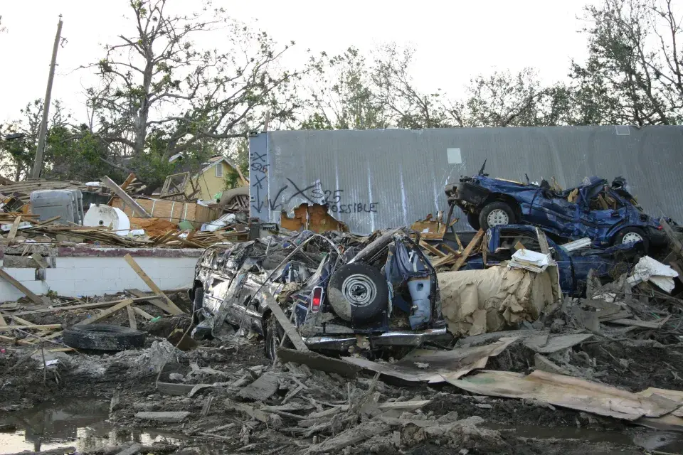 Destruction after Hurricane Katrina in Hancock County, Miss.