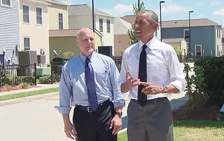 President Obama and a Mayor Mitch Landrieu on a neighborhood tour of Faubourg Lafitte neighborhood  