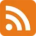 RSS feed logo - white dot with two white arcs radiating from the dot on an orange background