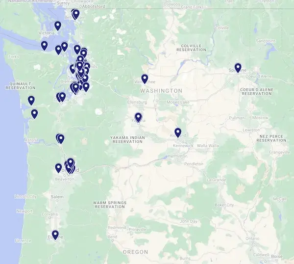 Washington Map of Enterprise's Investment in Affordable Homes and Community Facilities