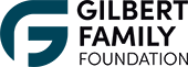 Gilbert Family Foundation in black text next to an illustration in dark green of the letters G and F