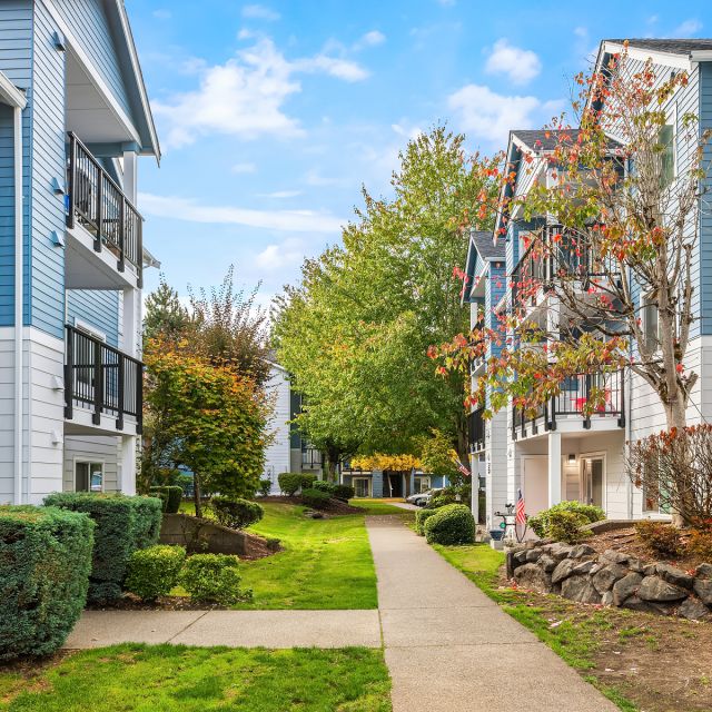 Walkway in between College Glen apartments