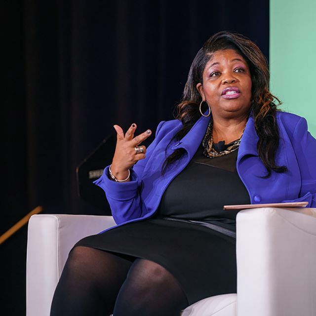 Tiffany Manuel speaking on the Enterprise 40th panel
