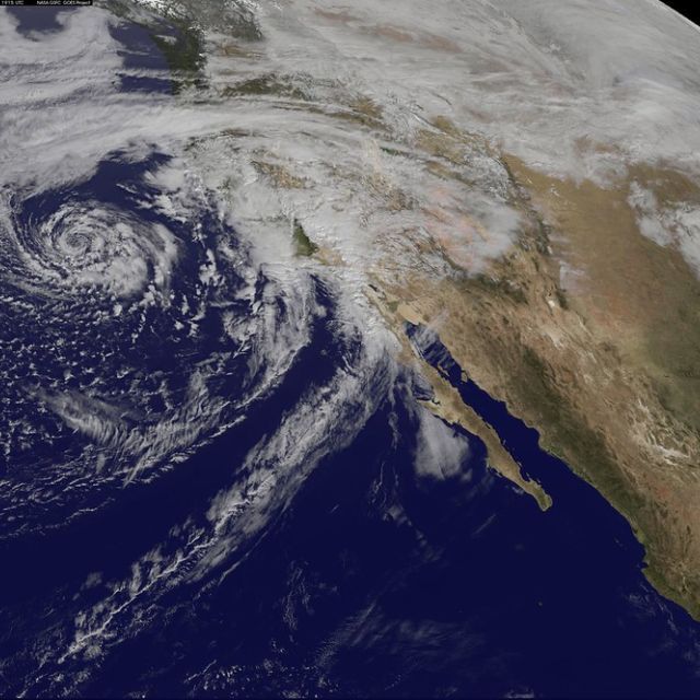 Satellite image of the California storm 2023