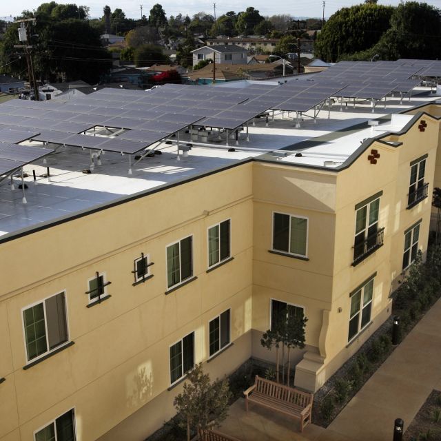Solar panels on housing