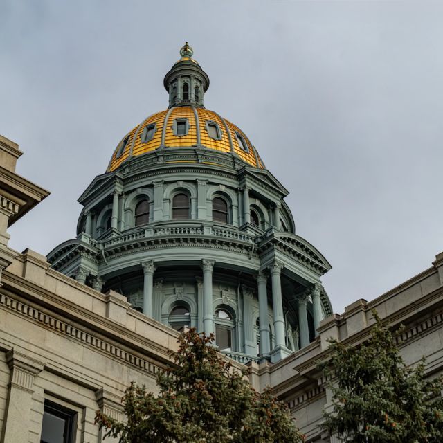 Neoclassical building with a golden dome