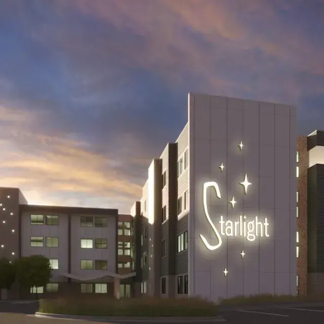 Rendering of Starlight Apartments at sunset