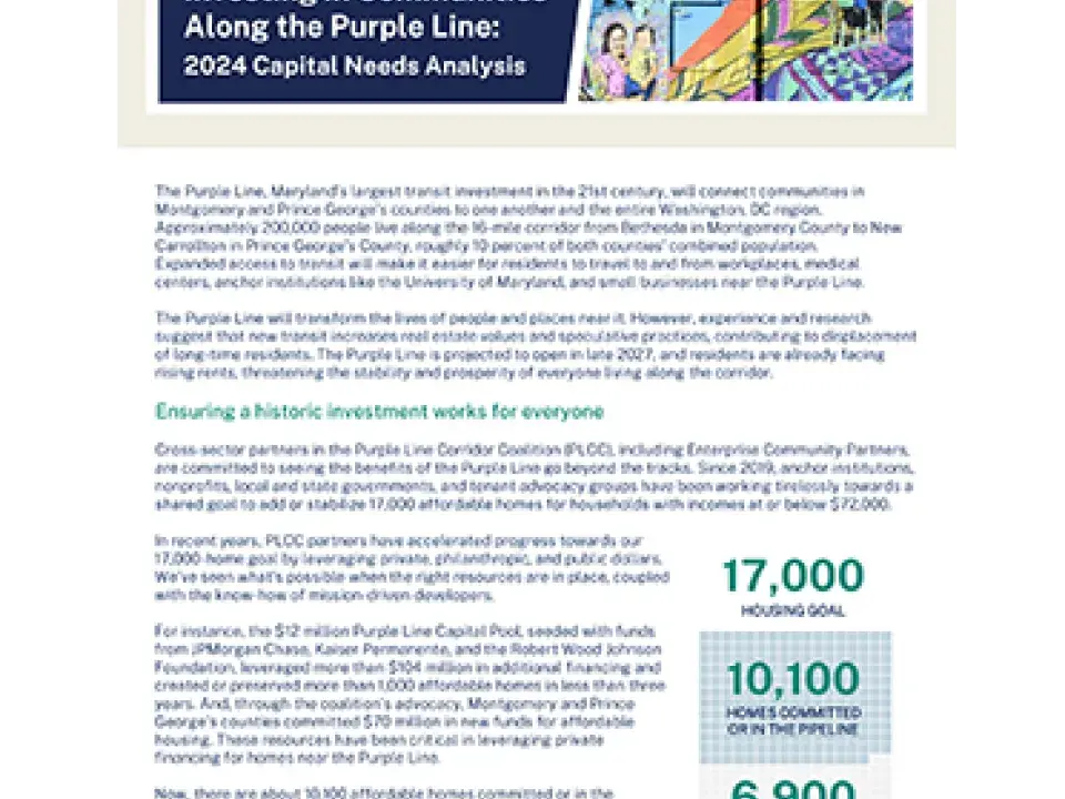 Investing in Communities Along the Purple Line: 2024 Capital Needs Analysis
